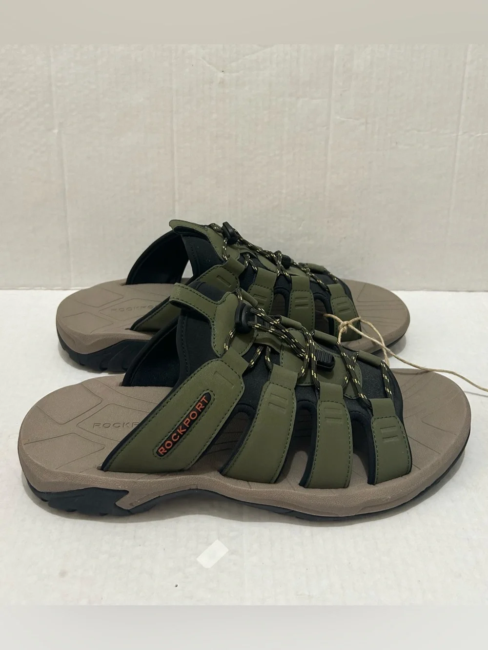 Rockport Men’s Olive Green and Tan Slide Sandals Size 13